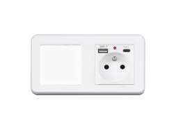 UNIC Elektrick zsuvka (230V+USB+USBc 5V) + vypna jednoplov .1 v rmeku 153mm, plast bl - 347 K