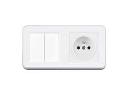 UNIC Elektrick zsuvka 230V + dvojvypna lustrov sriov .5 v rmeku 153mm, plast bl - 178 K