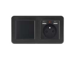UNIC Elektrick� z�suvka (230V+2xUSB 5V/2,1A) + vyp�na� jednop�lov� �.1 v r�me�ku 153mm, plast �ern� - 308 K�