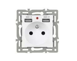 UNIC modul zsuvka MDZ230USB25V 230V+2xUSB 5V/2,1A  bl do rmeku 82mm - 188 K