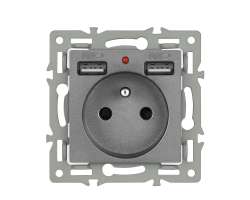 UNIC modul MDZ230USB25V zsuvka 230V+2*USB ed do rmeku 82mm - 174 K