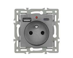 UNIC modul z�suvka MDZ230USB+C5V �ed� do r�me�ku 82mm - 189 K�