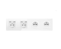 SRAN 4 Z�suvka 2x230V+USB 5V/2,1A + 2x230V b�l� plast - 506 K�