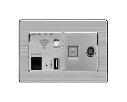 SRAN Zsuvka RJ45+TV + WiFi socket v rmeku, nerez ocel - 540 K