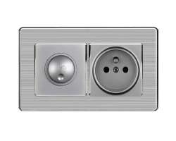 SRAN oto�n� vyp�na� s regul�torem nap�t� + z�suvka 230V v luxusn�m nerez dvojr�me�ku - 126 K�