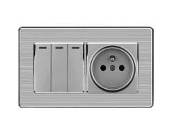 SRAN Elektrick� z�suvka 230V+ trojvyp�na� v luxusn�m nerez dvojr�me�ku - 126 K�