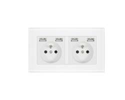 SRAN Elektrick zsuvka 2x230V+4xUSB 5V/2.1A, sklo bl - 366 K