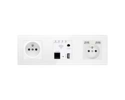 SRAN Elektrick� sklen�n� trojz�suvka 230V, 2*USB 5V/2,1A , WiFi socket v r�me�ku 258mm, sklo b�l� - 738 K�