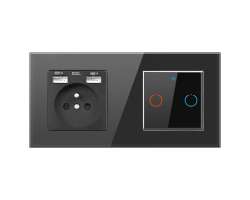 SRAN zsuvka 230V+2xUB + Ai WiFi dvojvypna s rmekem sklo ern - 580 K