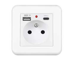 UNIC Elektrick zsuvka 230V+USB+USB C 5V/2,1A vetn rmeku, plast bl - 253 K