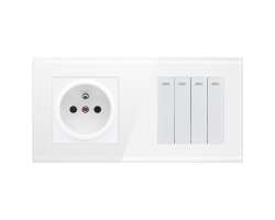 SRAN  z�suvka 230V s USB + 4vyp�na� ve sklen�n�m dvojr�me�ku b�l� - 126 K�