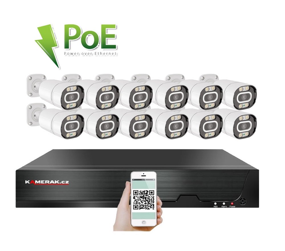 VOLNA PoE IP 12 kamerov� set XM-1203A 4Mpx, CZ menu - -10 K�