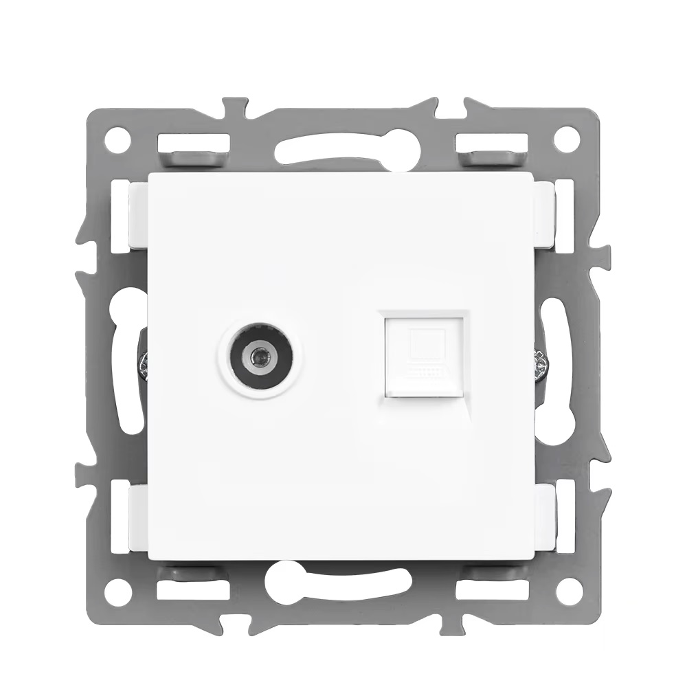UNIC datov� z�suvka TV+ RJ45 cat5 plast b�l� do r�me�ku