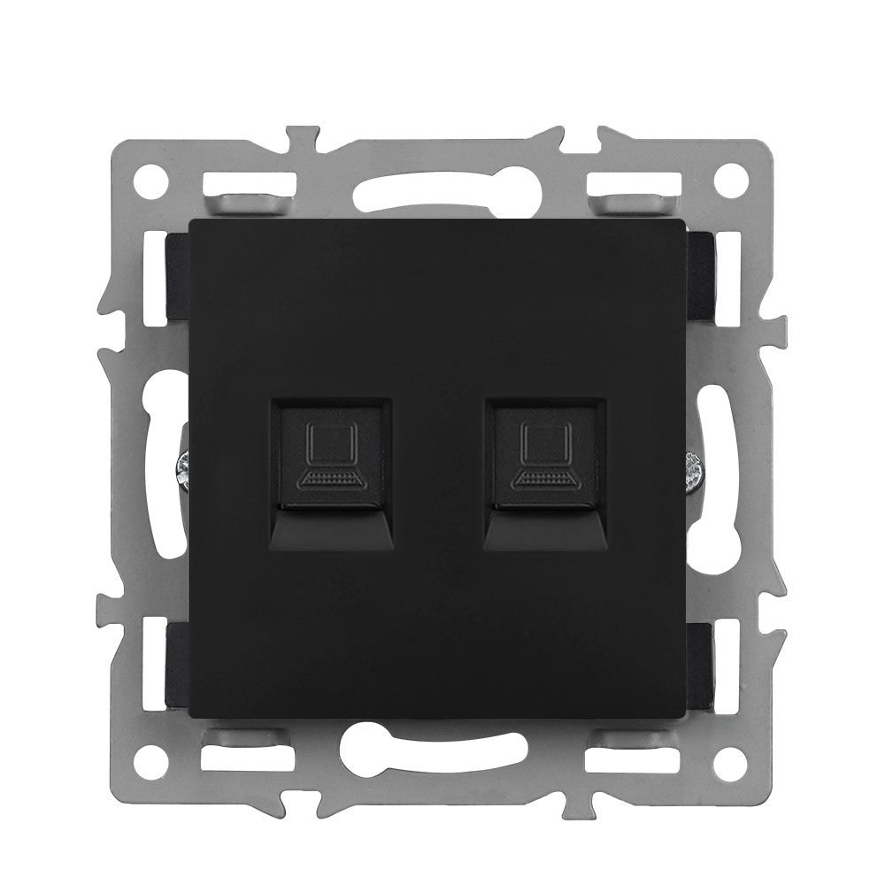 modul z�suvka MDZ2RJ45CAT6 Z�suvka 2xRJ45 cat6 plast �ern� pro r�me�ek 82mm