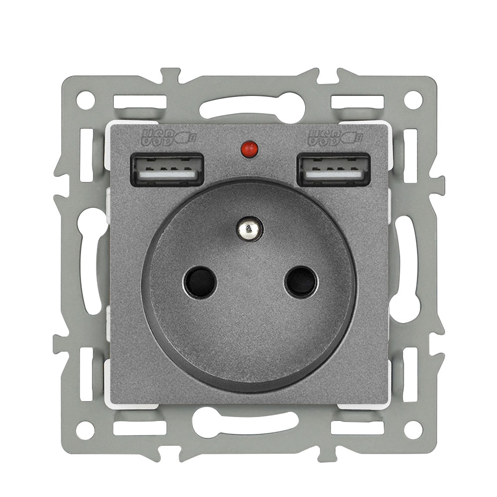 modul MDZ230USB25V zsuvka 230V+2*USB ed do rmeku 82mm